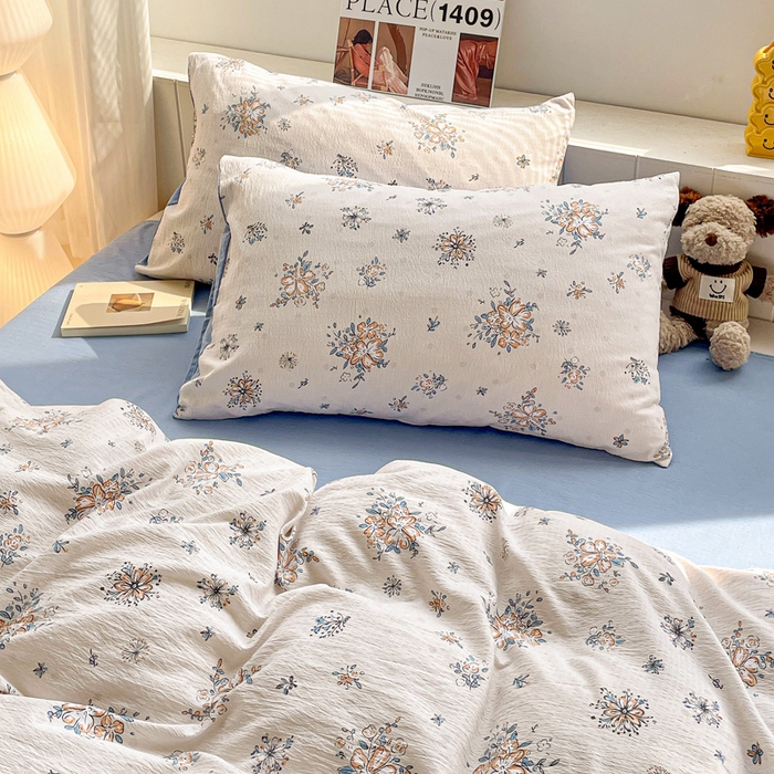 91家纺网 家纺一手货源 找家纺 维娜斯家纺 2025新款印花双层纱四件套亲肤柔软适合裸睡 悠然南山