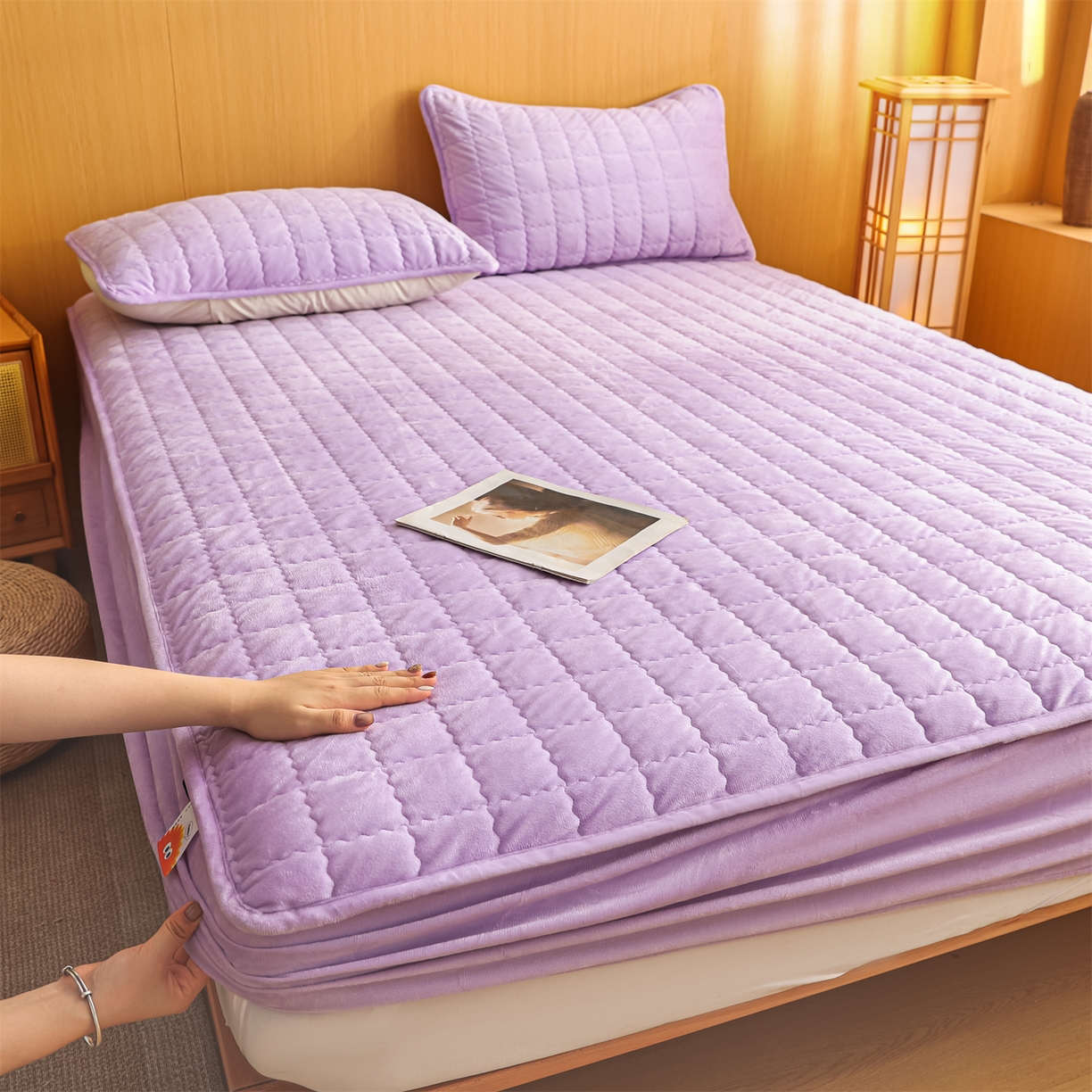 91家纺网 家纺一手货源 找家纺 （总）潮邦创意家居 2025新款婴儿绒夹棉床笠单品单件床垫保护套