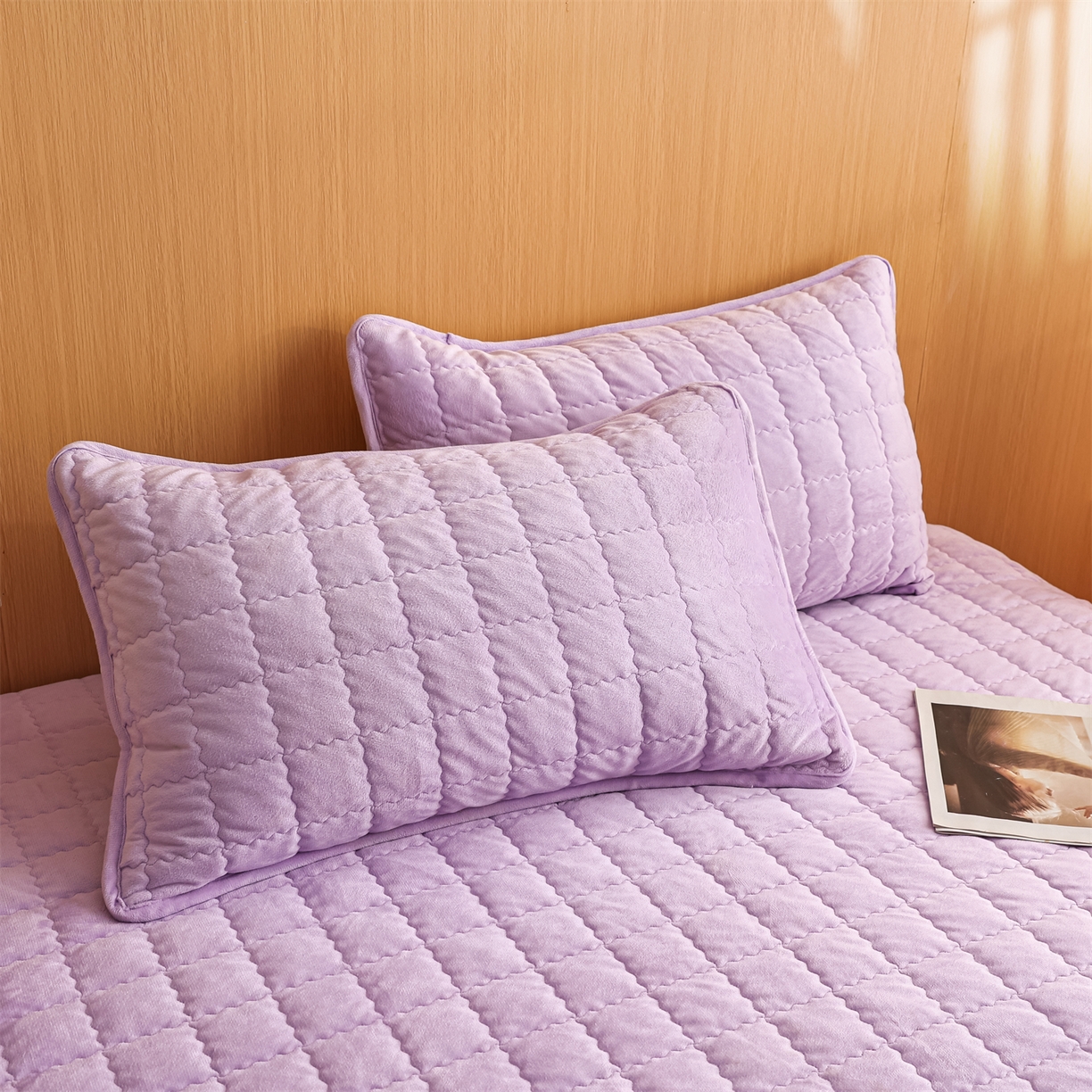 91家纺网 家纺一手货源 找家纺 潮邦创意家居 2025新款婴儿绒夹棉床笠单品单件床垫保护套 芋泥紫