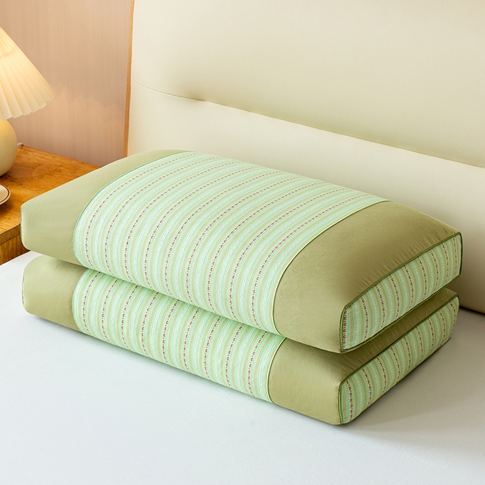 91家纺网 家纺一手货源 找家纺 小米枕芯 2025新款全棉3D水洗棉荞麦壳枕 枕头枕芯 翠绿