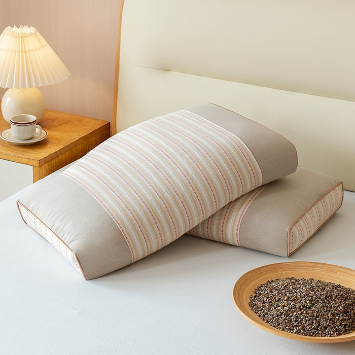 91家纺网 家纺一手货源 找家纺 小米枕芯 2025新款全棉3D水洗棉荞麦壳枕 枕头枕芯 卡其