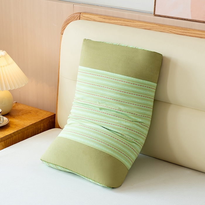 91家纺网 家纺一手货源 找家纺 小米枕芯 2025新款全棉3D水洗棉荞麦壳枕 枕头枕芯 翠绿