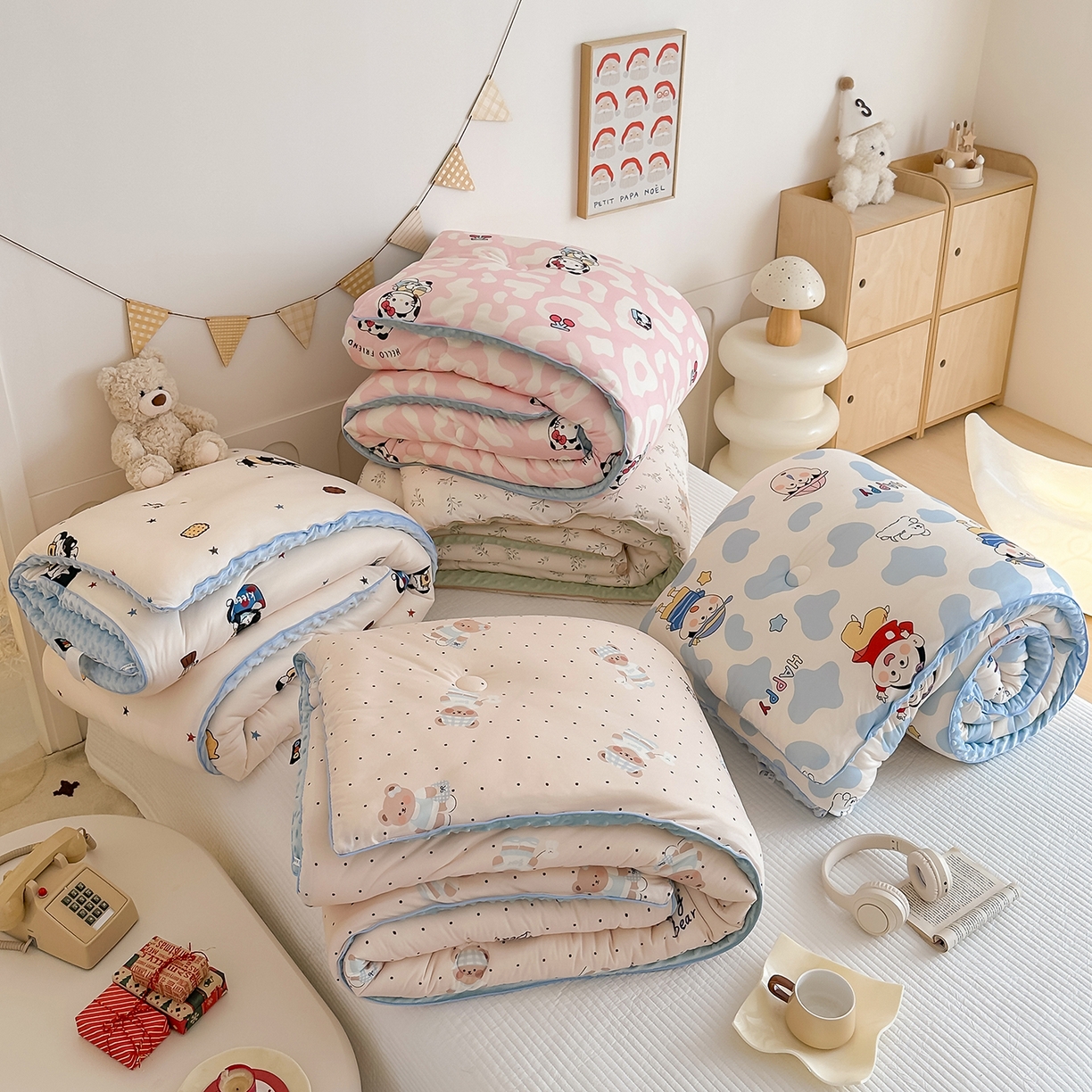 91家纺网 家纺一手货源 找家纺 （总）RYB红黄兰 2025新款设计师原创针织棉暖暖豆豆绒秋冬被芯被子