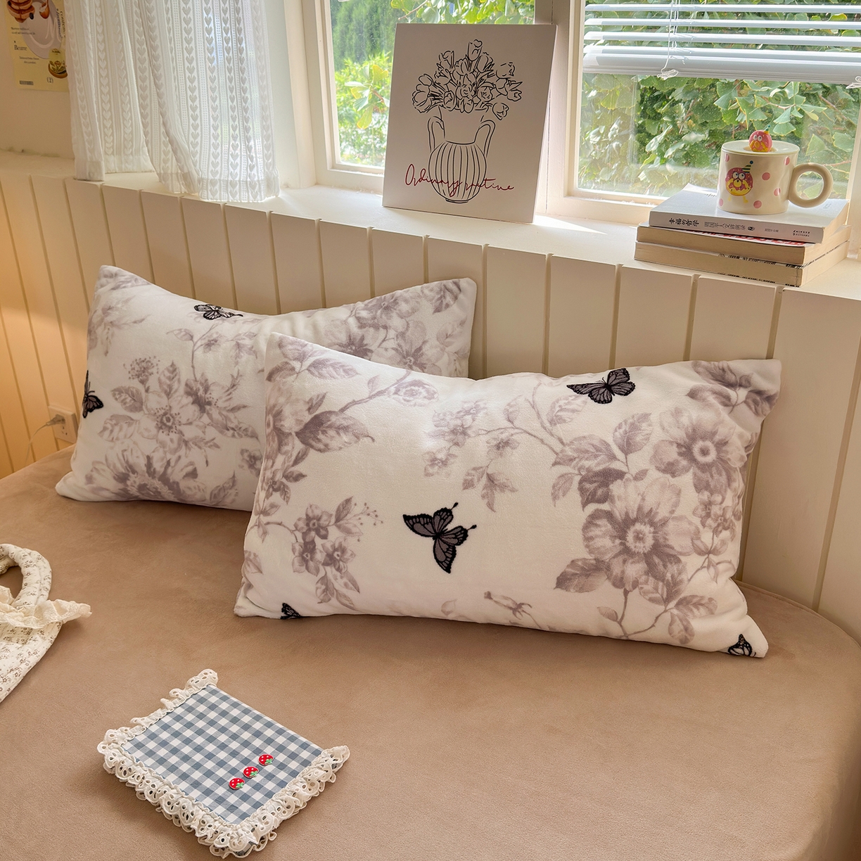 91家纺网 家纺一手货源 找家纺 丽美人家纺 2025新款印花双面加厚绒高克重牛奶绒被罩单品被套单件被套 水墨花蝴蝶