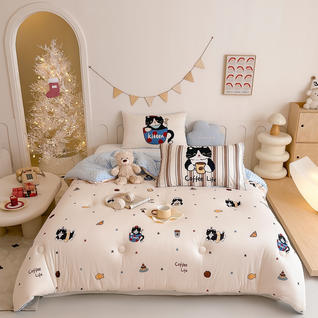 RYB红黄兰 2025新款设计师原创针织棉暖暖豆豆绒秋冬被芯被子 黑猫日记