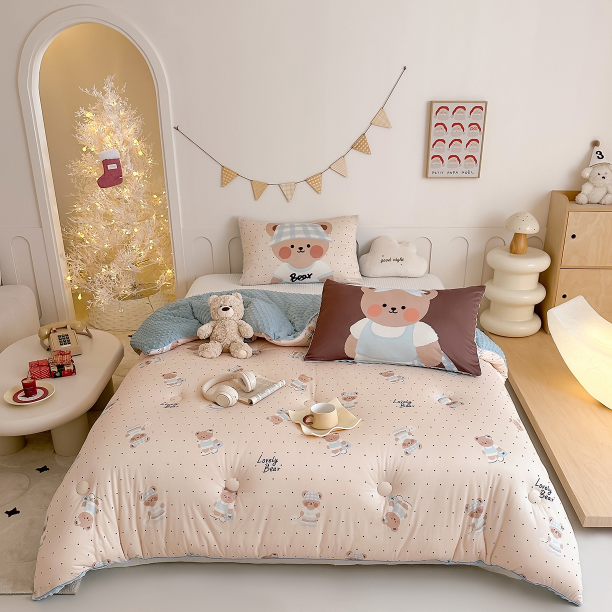 RYB红黄兰 2025新款设计师原创针织棉暖暖豆豆绒秋冬被芯被子 奶油熊宝