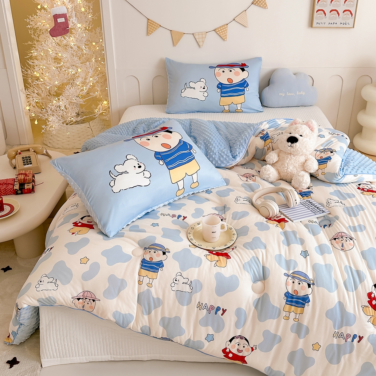 91家纺网 家纺一手货源 找家纺 RYB红黄兰 2025新款设计师原创针织棉暖暖豆豆绒秋冬被芯被子 顽皮兄弟