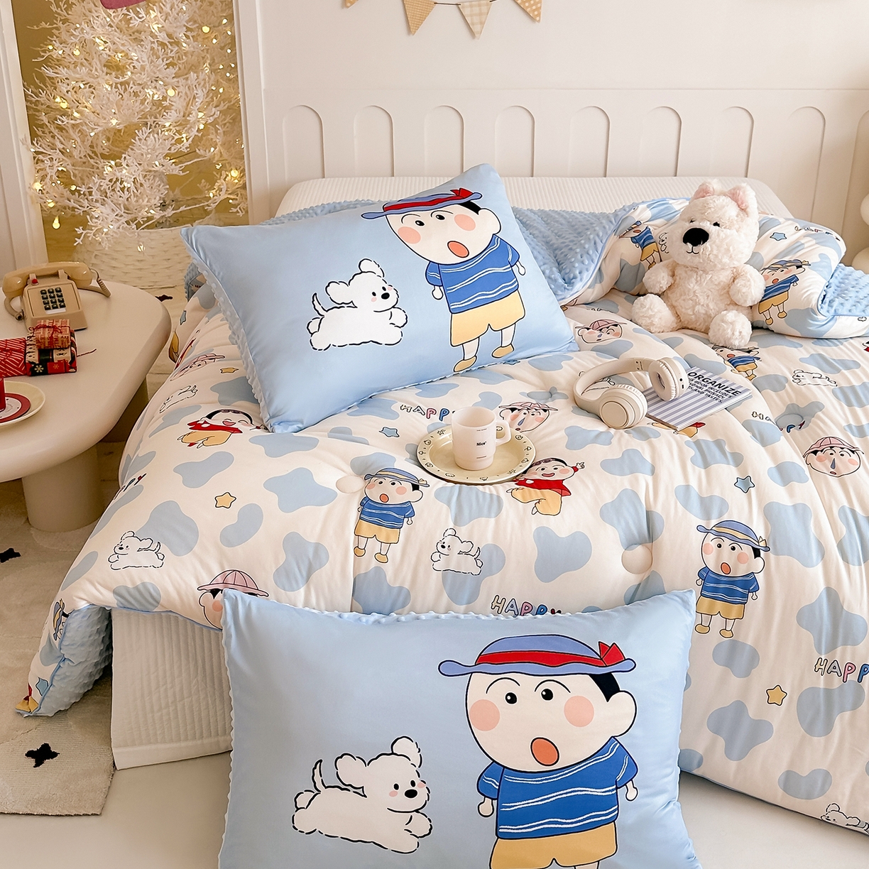 91家纺网 家纺一手货源 找家纺 RYB红黄兰 2025新款设计师原创针织棉暖暖豆豆绒秋冬被芯被子 顽皮兄弟