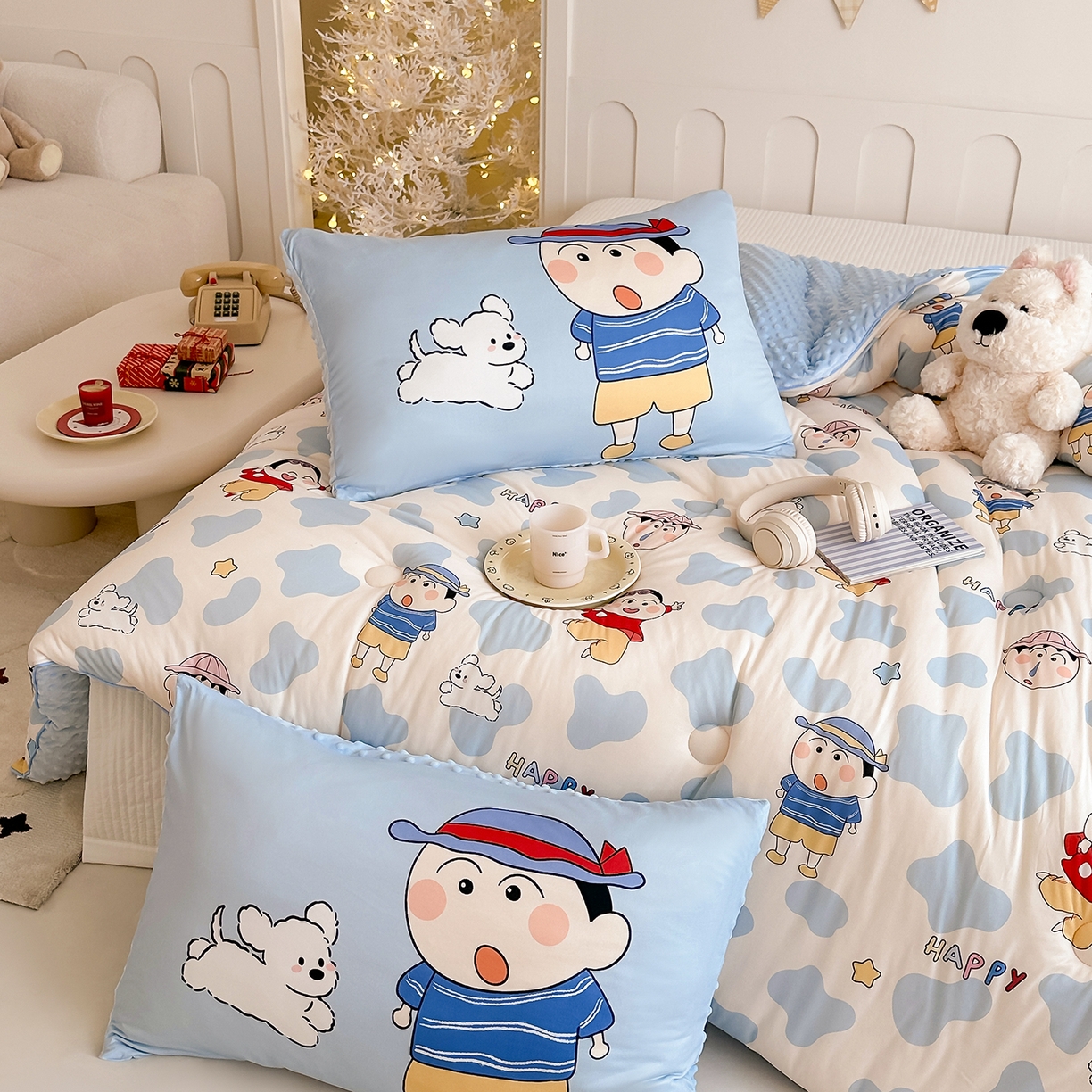 91家纺网 家纺一手货源 找家纺 RYB红黄兰 2025新款设计师原创针织棉暖暖豆豆绒秋冬被芯被子 顽皮兄弟