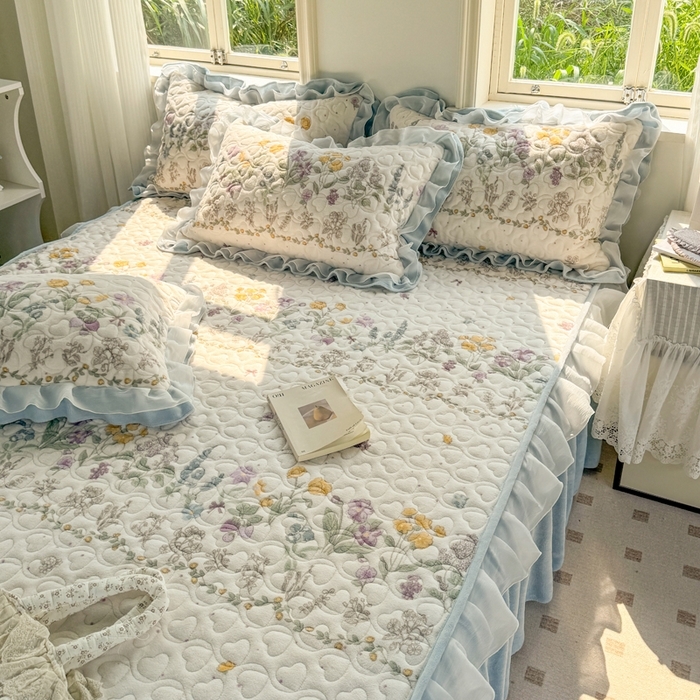 91家纺网 家纺一手货源 找家纺 （总）禧缘家纺（原梦想家） 2025新款夹棉双层花边牛奶绒床笠三件套系列