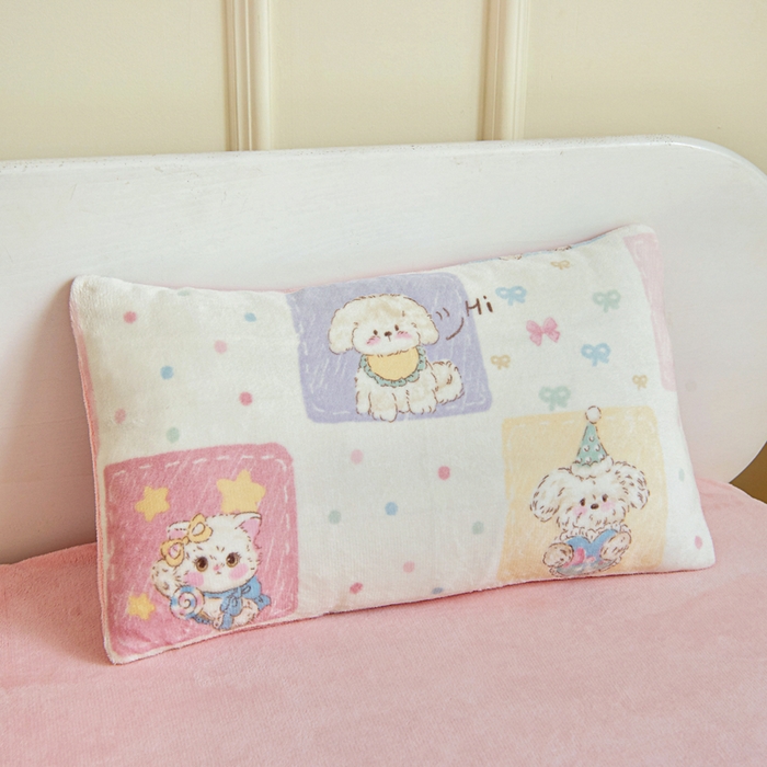 91家纺网 家纺一手货源 找家纺 2025新款A类牛奶绒幼儿园被子三件套儿童卡通双面牛奶绒被套被芯六件套 萌宠之家