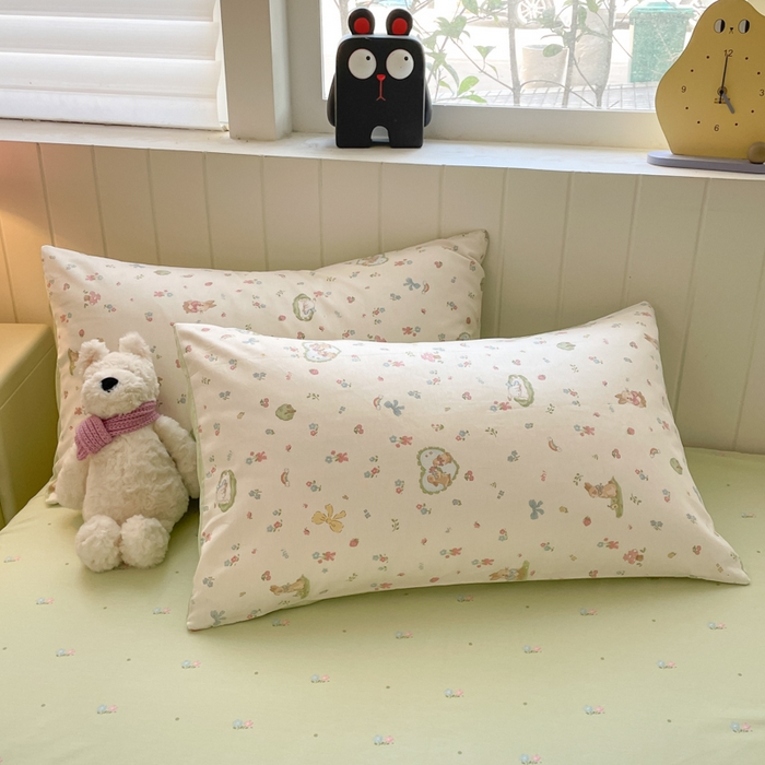 91家纺网 家纺一手货源 找家纺 吉象家纺 2025新款12868全棉印花单被套 蘑菇小兔