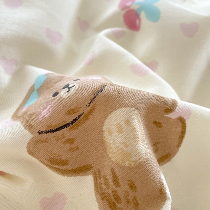 91家纺网 家纺一手货源 找家纺 吉象家纺 2025新款12868全棉印花单被套 奶油甜心熊