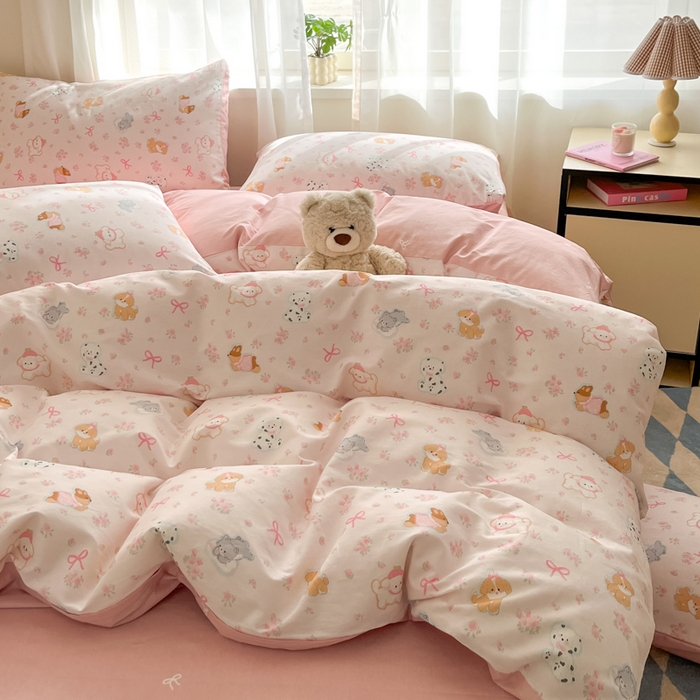 91家纺网 家纺一手货源 找家纺 吉象家纺 2025新款12868全棉印花单被套 碎花狗狗