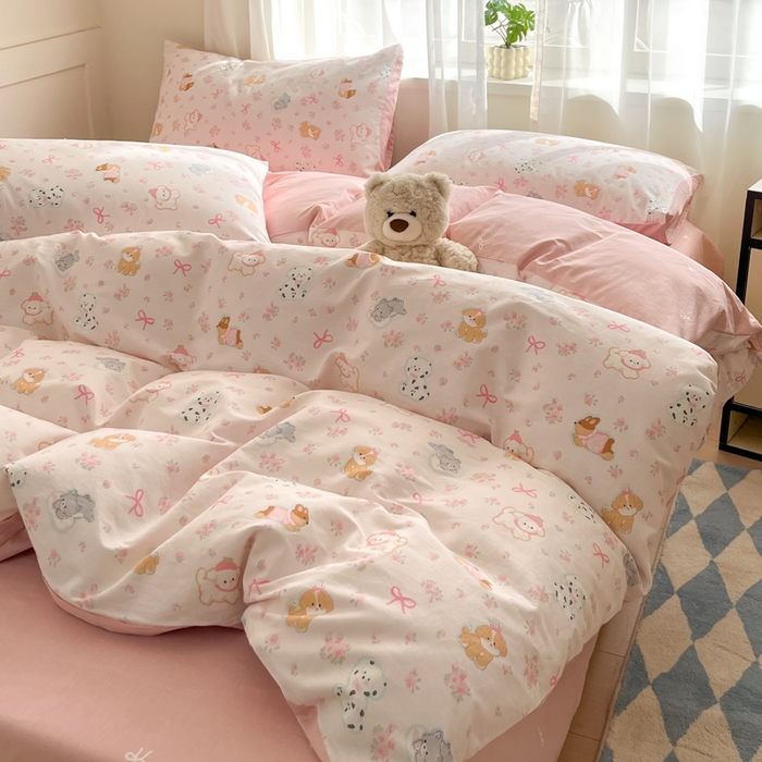 91家纺网 家纺一手货源 找家纺 吉象家纺 2025新款12868全棉印花单被套 碎花狗狗