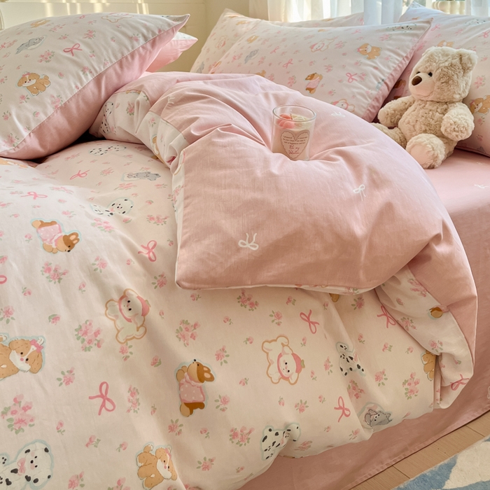 91家纺网 家纺一手货源 找家纺 吉象家纺 2025新款12868全棉印花单被套 碎花狗狗