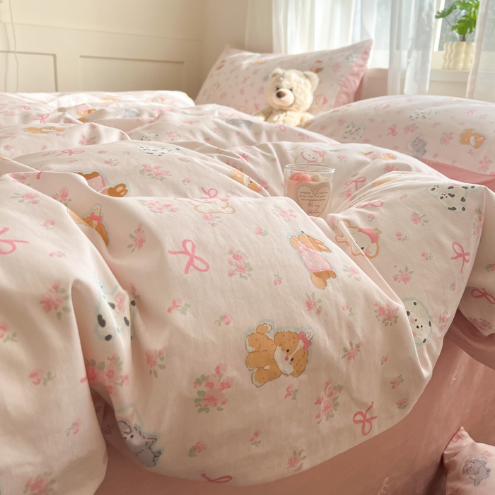 91家纺网 家纺一手货源 找家纺 吉象家纺 2025新款12868全棉印花单被套 碎花狗狗