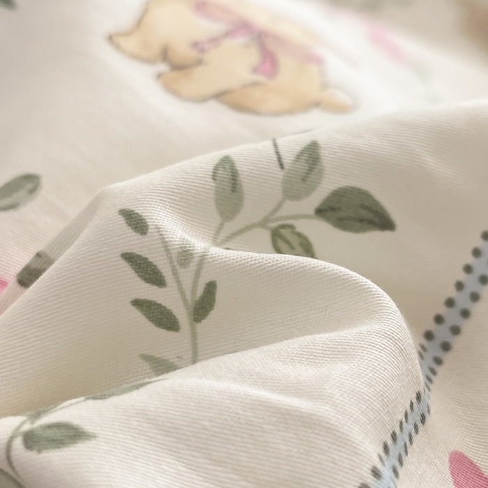 91家纺网 家纺一手货源 找家纺 吉象家纺 2025新款12868全棉印花单被套 碎花小兔