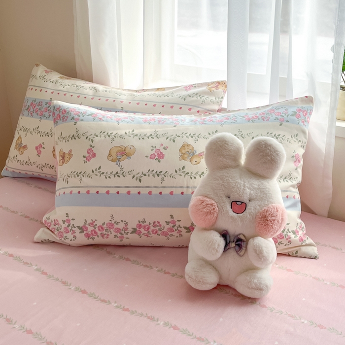 91家纺网 家纺一手货源 找家纺 吉象家纺 2025新款12868全棉印花单被套 碎花小兔