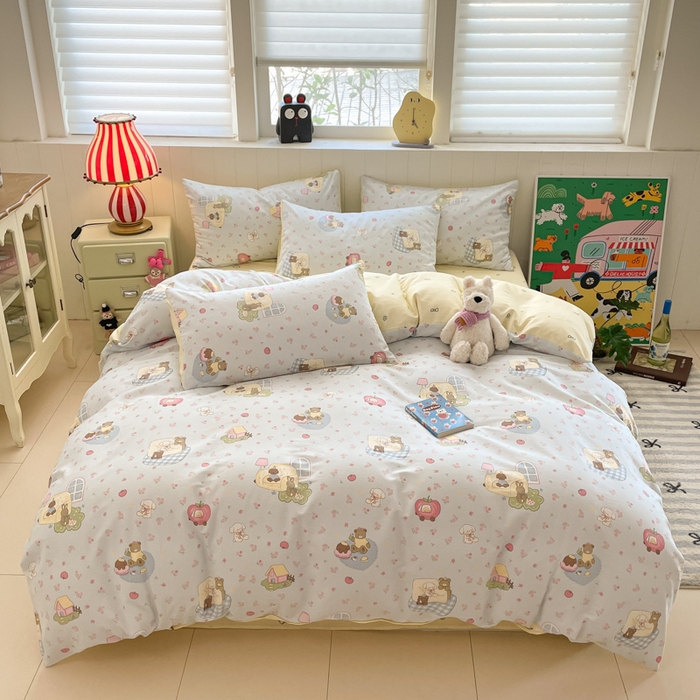 91家纺网 家纺一手货源 找家纺 吉象家纺 2025新款12868全棉印花单被套 爪爪会客厅