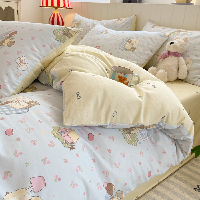 91家纺网 家纺一手货源 找家纺 吉象家纺 2025新款12868全棉印花单被套 爪爪会客厅