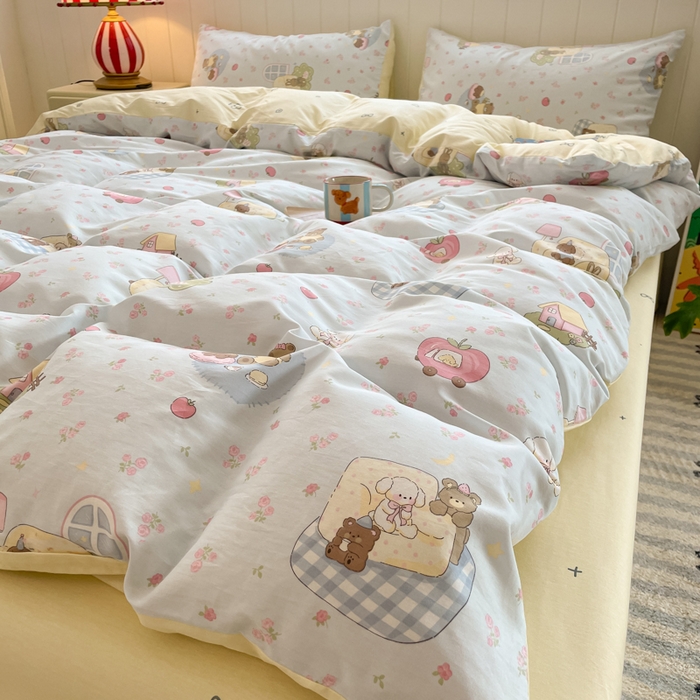 91家纺网 家纺一手货源 找家纺 吉象家纺 2025新款12868全棉印花单被套 爪爪会客厅