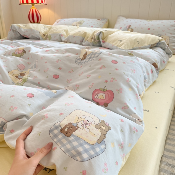 91家纺网 家纺一手货源 找家纺 吉象家纺 2025新款12868全棉印花单被套 爪爪会客厅