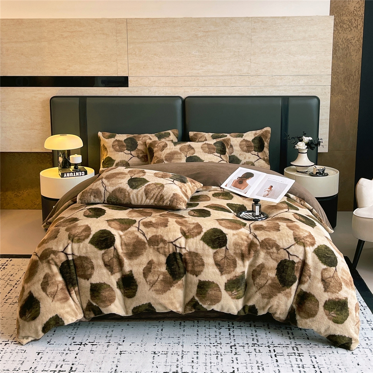 91家纺网 家纺一手货源 找家纺 佰亿莱 2026新款印花兔毛绒双面锁温暖绒四件套 栖音