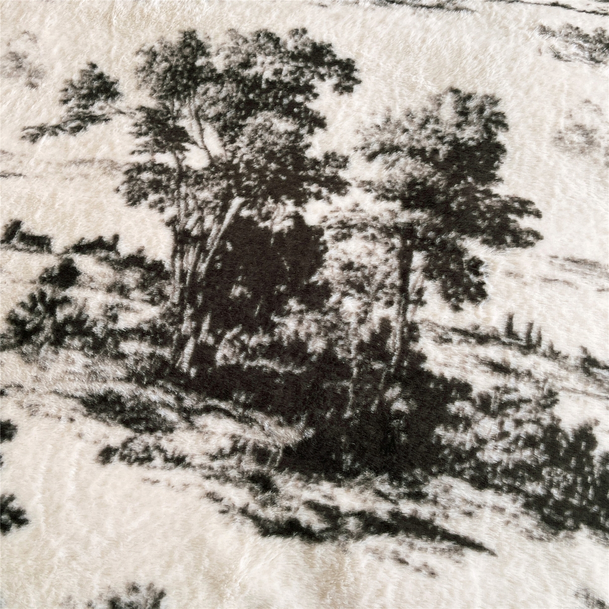 91家纺网 家纺一手货源 找家纺 佰亿莱 2026新款印花兔毛绒双面锁温暖绒四件套 墨栖-白