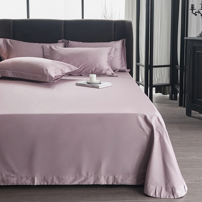 91家纺网 家纺一手货源 找家纺 总嘉悦2023新款50*50S双股长绒棉简约纯色埋绳单品床单邂逅