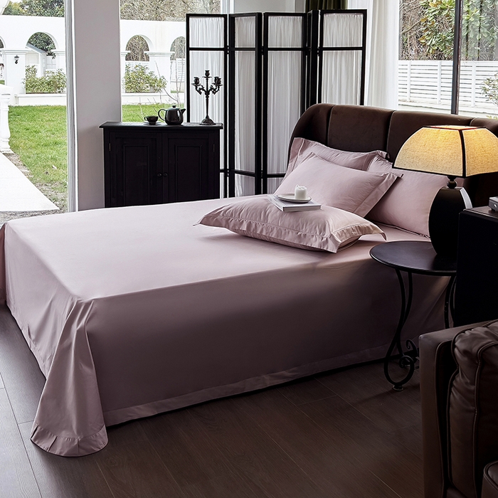 91家纺网 家纺一手货源 找家纺 总嘉悦2023新款50*50S双股长绒棉简约纯色埋绳单品床单邂逅