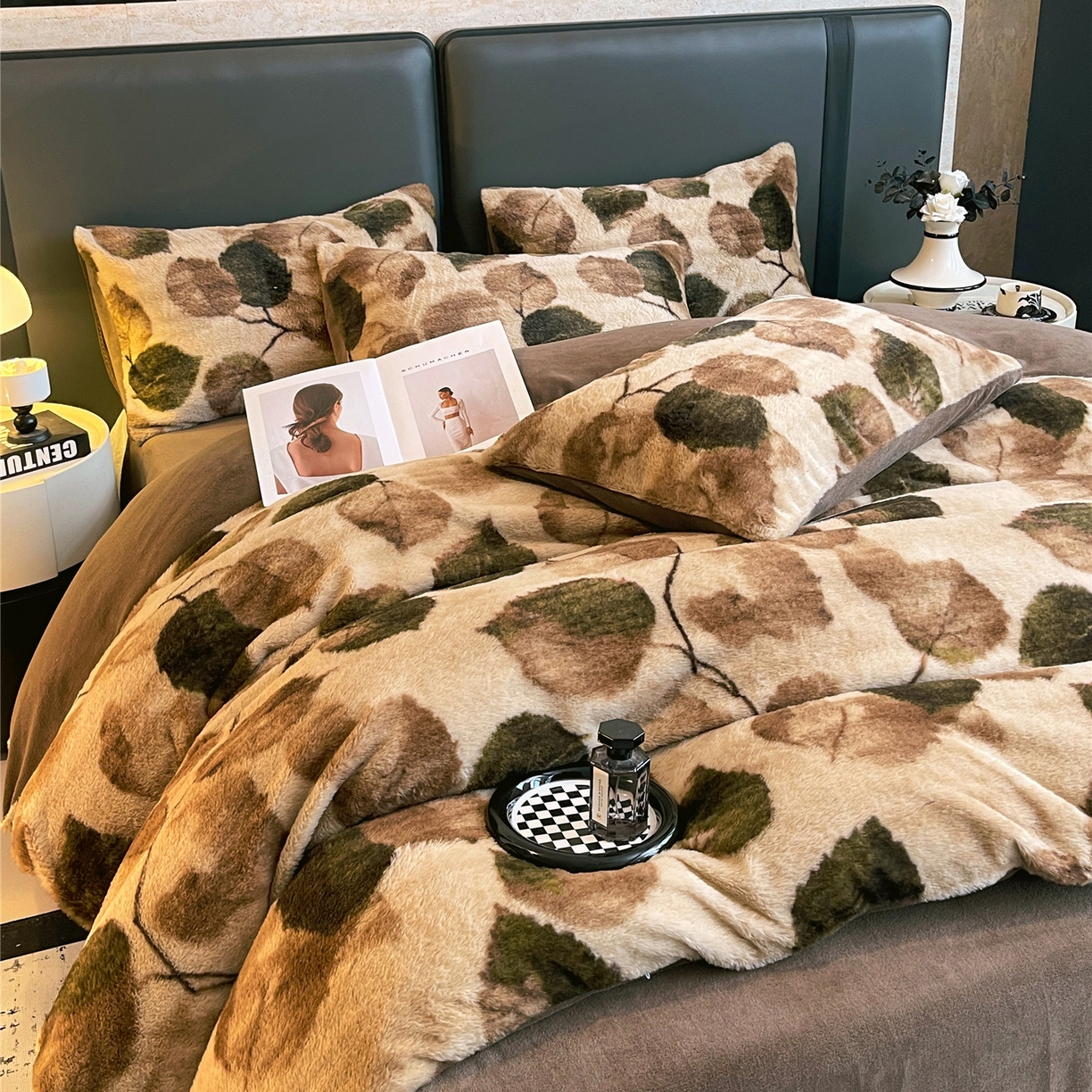 91家纺网 家纺一手货源 找家纺 佰亿莱 2026新款印花兔毛绒双面锁温暖绒四件套 栖音