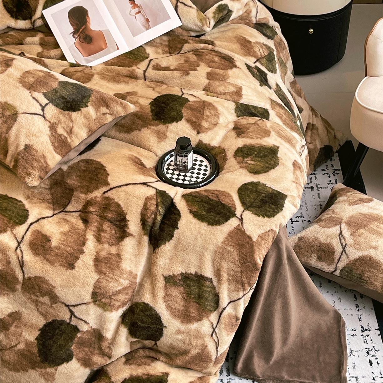 91家纺网 家纺一手货源 找家纺 佰亿莱 2026新款印花兔毛绒双面锁温暖绒四件套 栖音