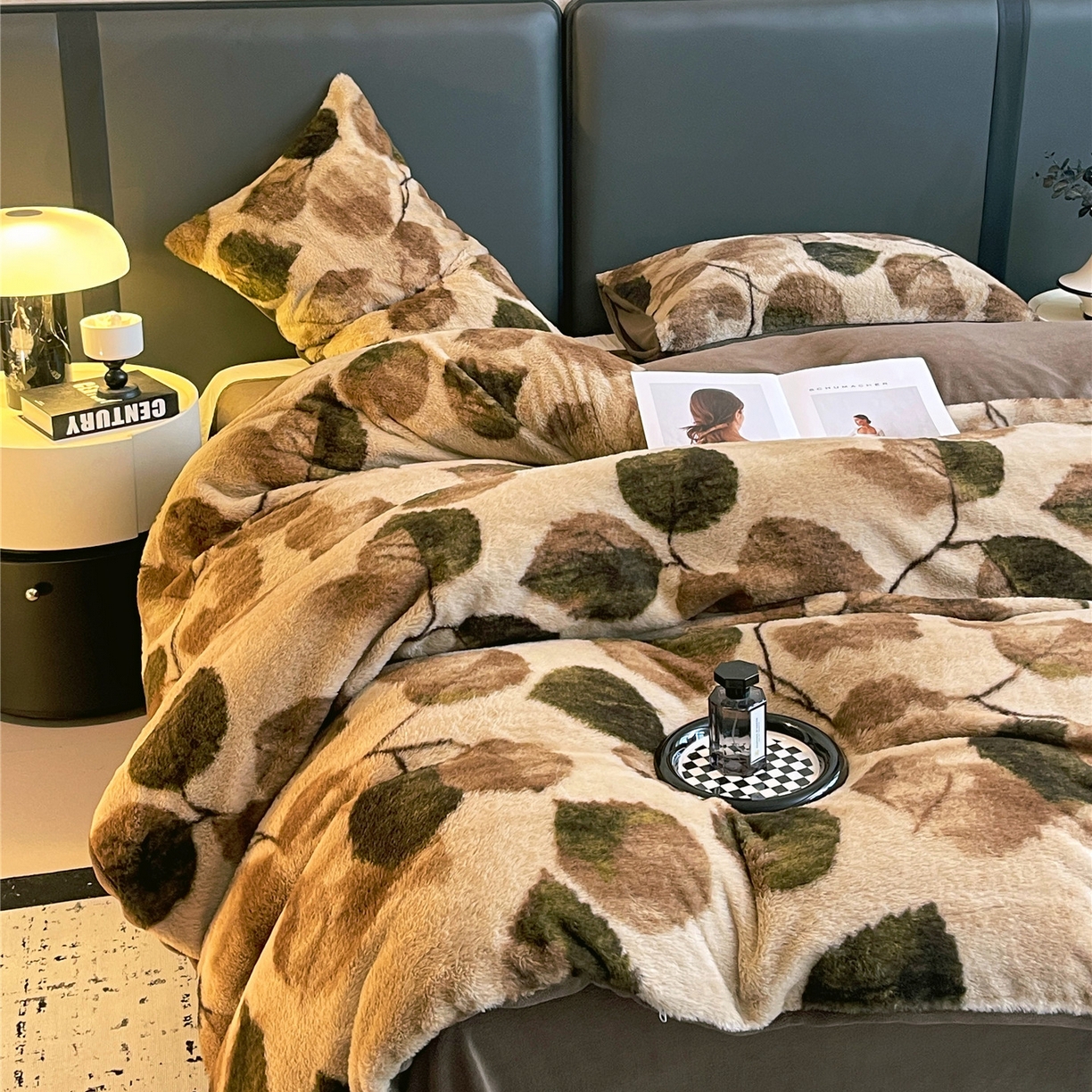 91家纺网 家纺一手货源 找家纺 佰亿莱 2026新款印花兔毛绒双面锁温暖绒四件套 栖音