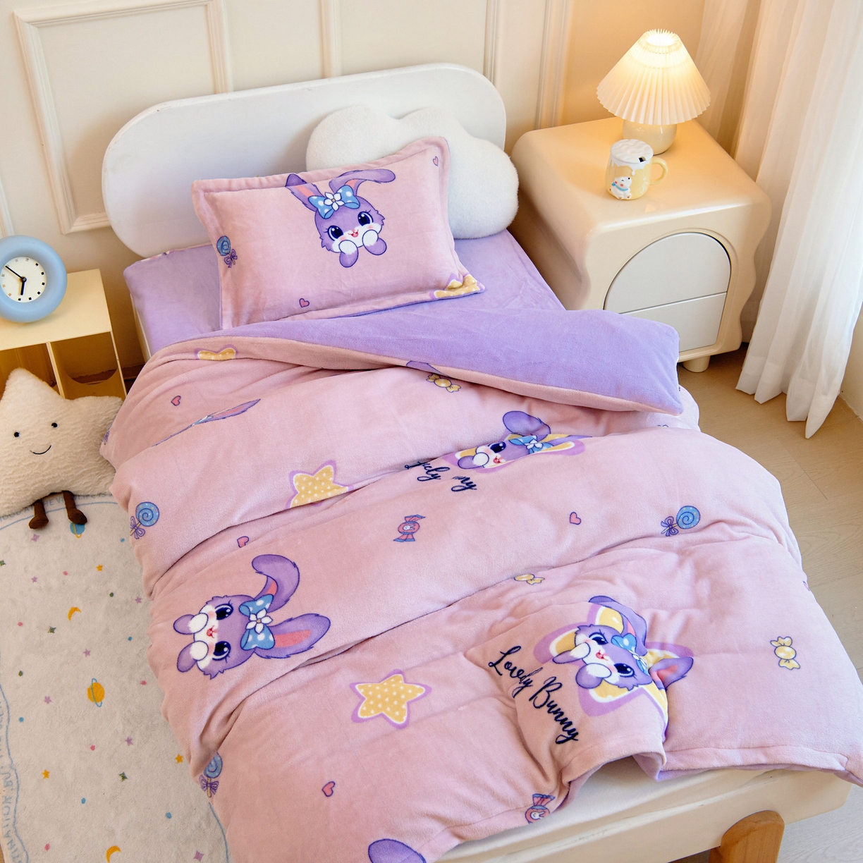 91家纺网 家纺一手货源 找家纺 （总）梵赫 2025新款加厚牛奶绒三件套儿童套件幼儿园三件套系列