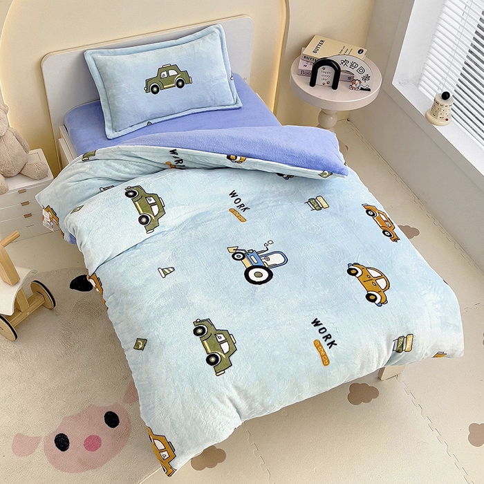 91家纺网 家纺一手货源 找家纺 （总）梵赫 2025新款加厚牛奶绒三件套儿童套件幼儿园三件套系列