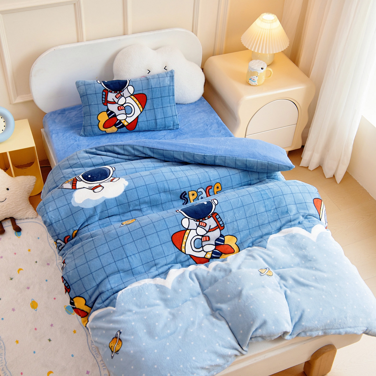 91家纺网 家纺一手货源 找家纺 （总）梵赫 2025新款加厚牛奶绒三件套儿童套件幼儿园三件套系列