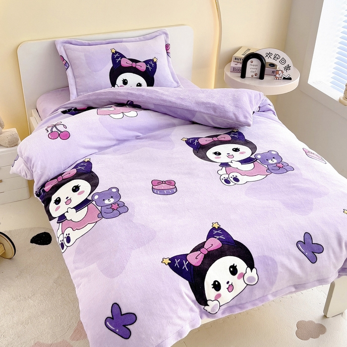 91家纺网 家纺一手货源 找家纺 （总）梵赫 2025新款加厚牛奶绒三件套儿童套件幼儿园三件套系列