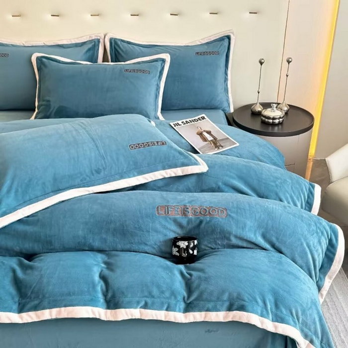 91家纺网 家纺一手货源 找家纺 淳绵家居 2025新款50*50S长绒棉贡缎提花手工立体埋绳工艺四件套（礼盒包装）洛奇-莫奈紫