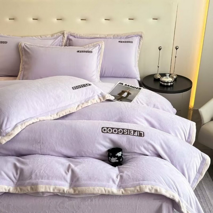 91家纺网 家纺一手货源 找家纺 （总）淳绵家居 2025新款高克重保暖全消光牛奶绒小丛绒四件套-潮派