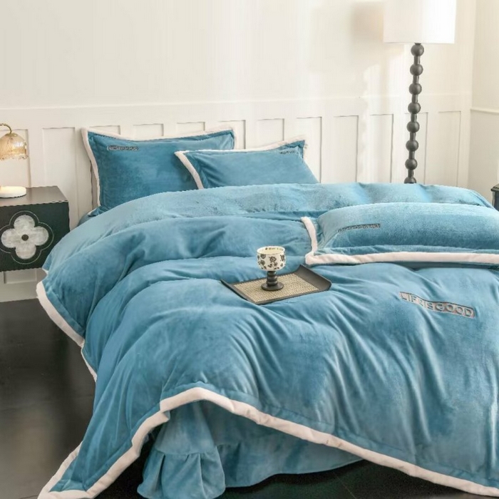 91家纺网 家纺一手货源 找家纺 （总）淳绵家居 2025新款高克重保暖全消光牛奶绒小丛绒四件套-潮派