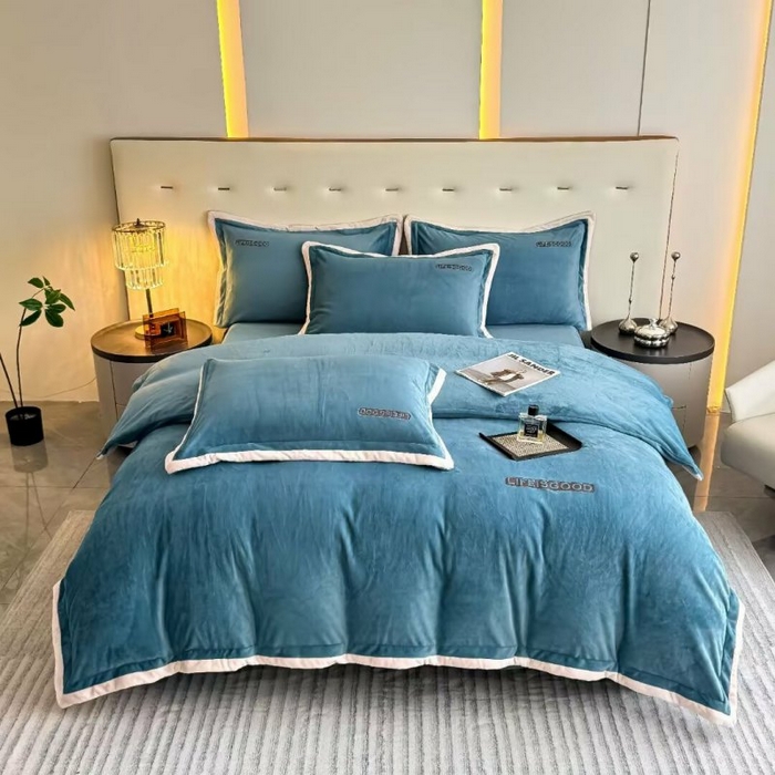 91家纺网 家纺一手货源 找家纺 （总）淳绵家居 2025新款高克重保暖全消光牛奶绒小丛绒四件套-潮派