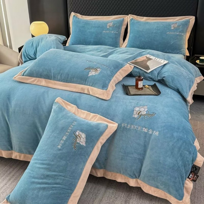 91家纺网 家纺一手货源 找家纺 淳绵家居 2025新款50*50S长绒棉贡缎提花手工立体埋绳工艺四件套（礼盒包装）洛奇-莫奈紫