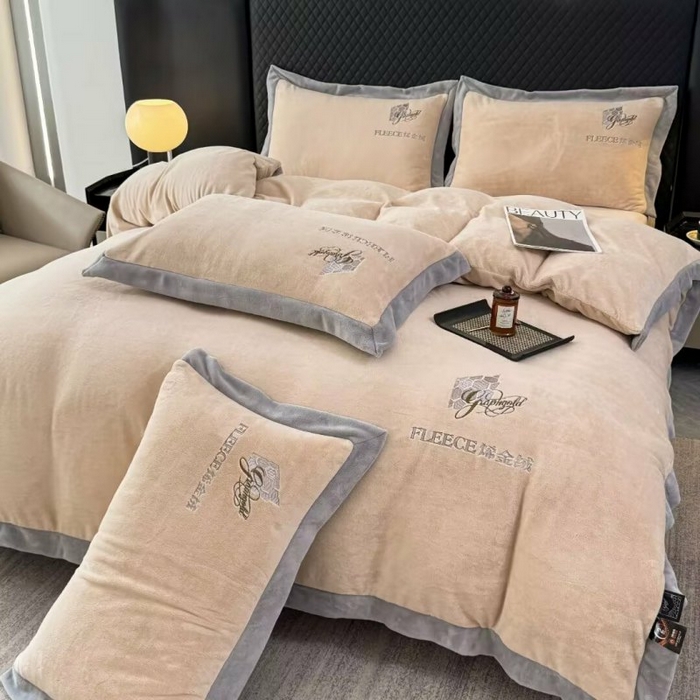 91家纺网 家纺一手货源 找家纺 （总）淳绵家居 2025新款高克重超厚石墨烯烯金绒保暖牛奶绒四件套-印象空间