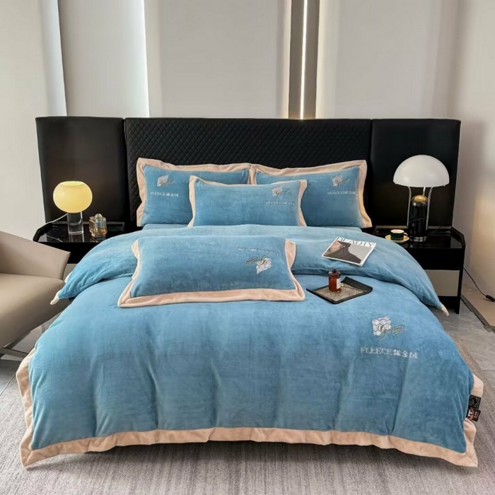 91家纺网 家纺一手货源 找家纺 （总）淳绵家居 2025新款高克重超厚石墨烯烯金绒保暖牛奶绒四件套-印象空间