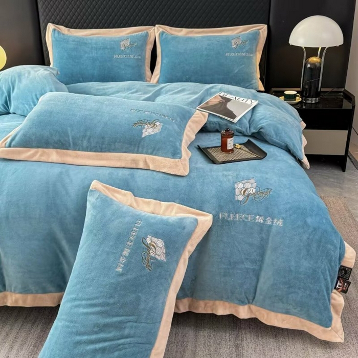 91家纺网 家纺一手货源 找家纺 （总）淳绵家居 2025新款高克重超厚石墨烯烯金绒保暖牛奶绒四件套-印象空间