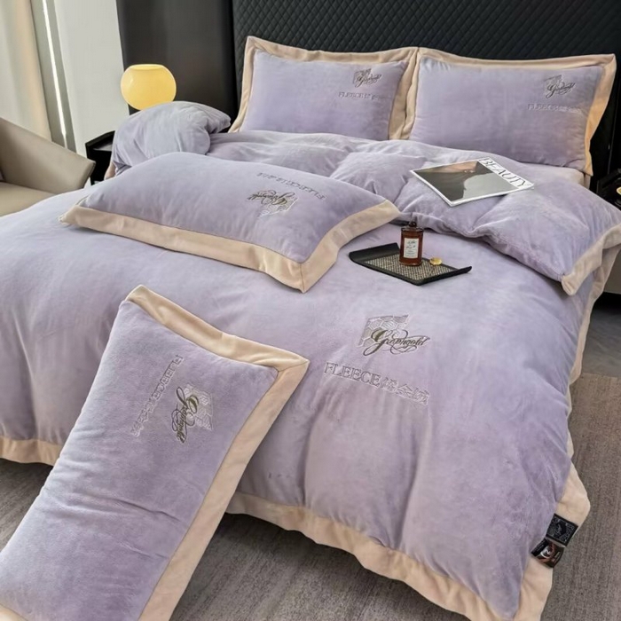 91家纺网 家纺一手货源 找家纺 （总）淳绵家居 2025新款高克重超厚石墨烯烯金绒保暖牛奶绒四件套-印象空间