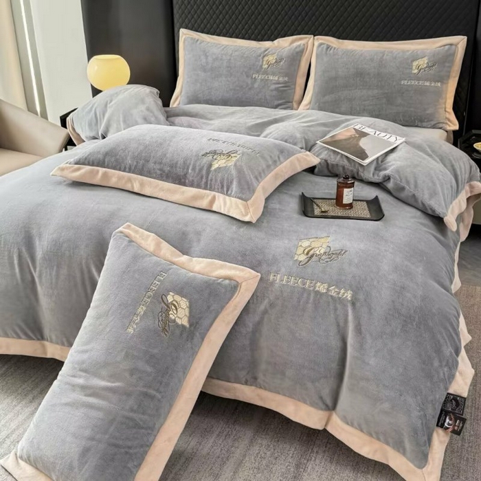 91家纺网 家纺一手货源 找家纺 （总）淳绵家居 2025新款高克重超厚石墨烯烯金绒保暖牛奶绒四件套-印象空间