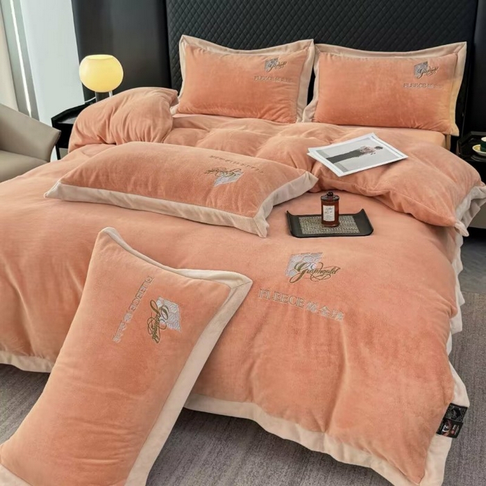 91家纺网 家纺一手货源 找家纺 （总）淳绵家居 2025新款高克重超厚石墨烯烯金绒保暖牛奶绒四件套-印象空间