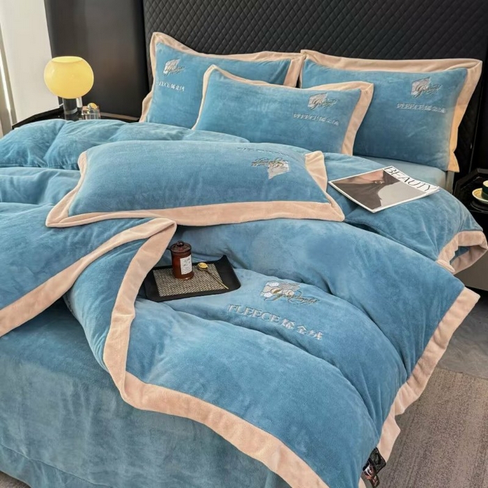 91家纺网 家纺一手货源 找家纺 （总）淳绵家居 2025新款高克重超厚石墨烯烯金绒保暖牛奶绒四件套-印象空间